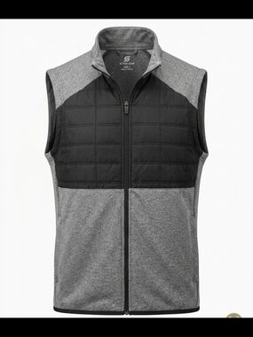 Adidas Active USA Grey & Black Quilted Front Zip Vest Size Large